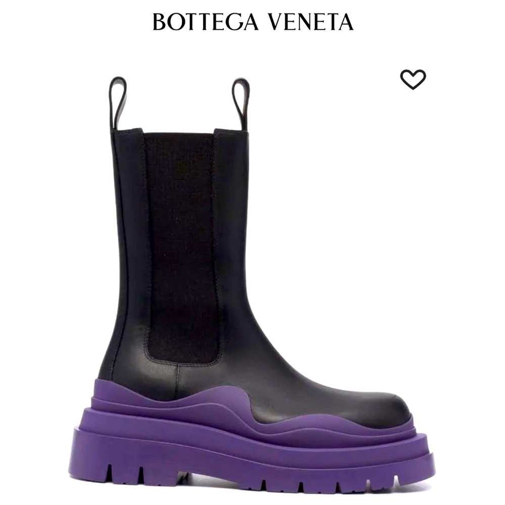 Bottga veneta black purple leather boots